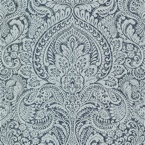 Sample Artemis Sapphire Floral Damask Wallpaper From The Lustre