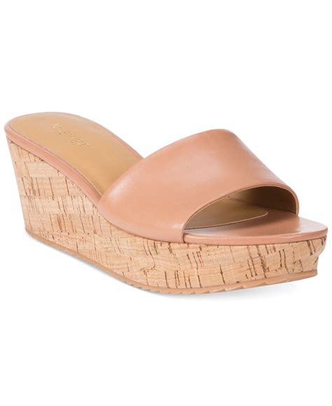 Lyst Nine West Confetty Platform Slide Sandals In Natural