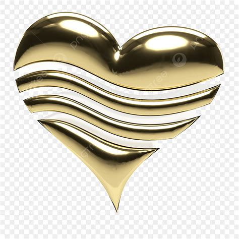 Elegant Hearts Clipart Transparent Background 3d Heart Golden Elegant