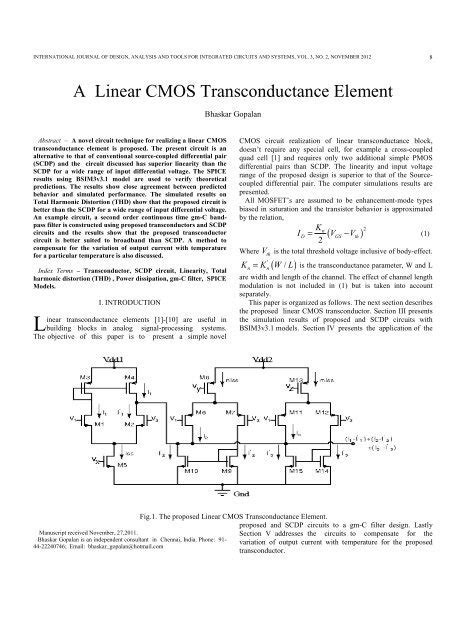 linear cmos transconductance element ijdatics