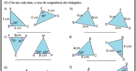 Exercícios Sobre Congruência De Triângulos 8 Ano Com Gabarito - MANIA DE CALCULAR: Exercícios sobre congruência de triângulos para o 8º ...