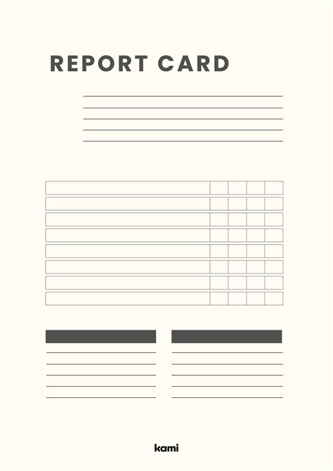 Report Card Template Lines Blank For Teachers Perfect For