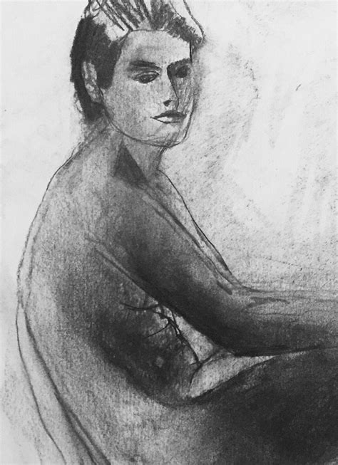 Original Art Female Nude Charcoal Drawing Etsy