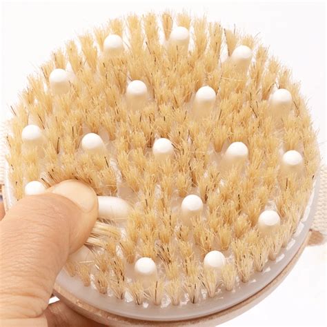 Natural Wood Bristle Brush With Bind Soft Massage Scrub Ball Spa Wet