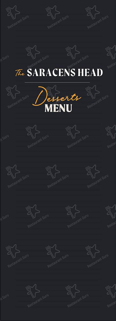 Menu at Saracens Head pub & bar, Lymm, Paddock Ln