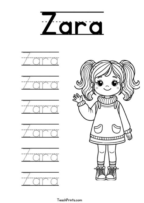 Z Name Tracing Worksheets Names Free Printable Teach Prints