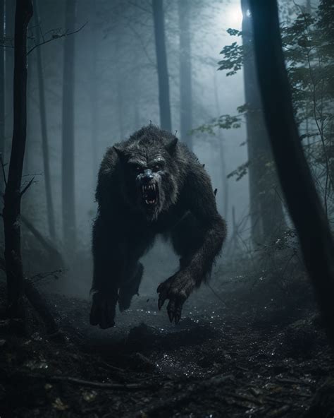 The Ai Artwork Of A Charging Werewolf Is Created Using Midjourney