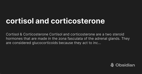 cortisol and corticosterone - Obsidian Publish