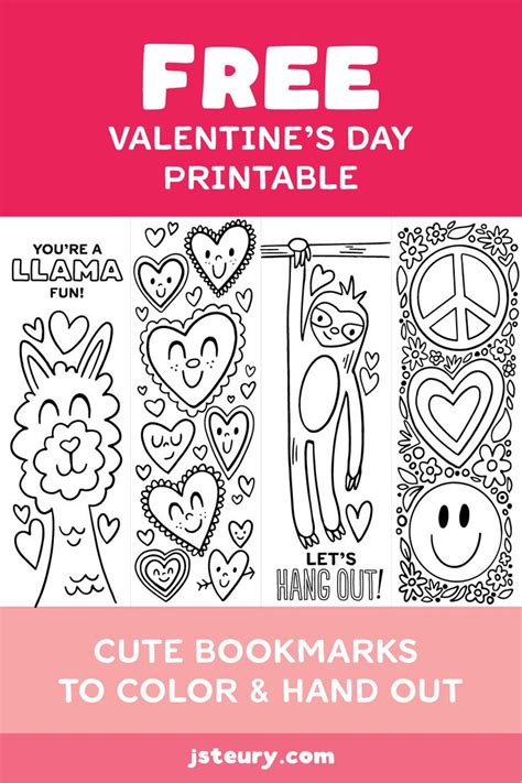 Free Printable Valentine S Day Bookmarks To Color Jessie Steury