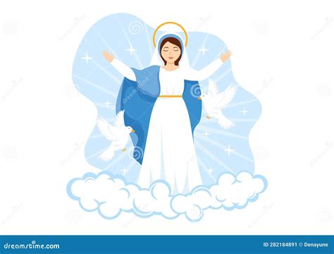 Assumption Of Mary Vector Illustration With Feast Of The Blessed Virgin