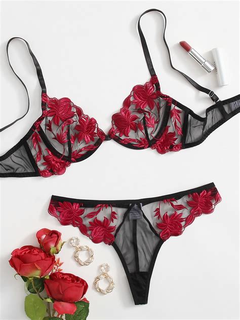Black Rose Fashion Elegant Erotic Sexy Lingerie Embroidery Thong Adult Erotic Lingerie Women