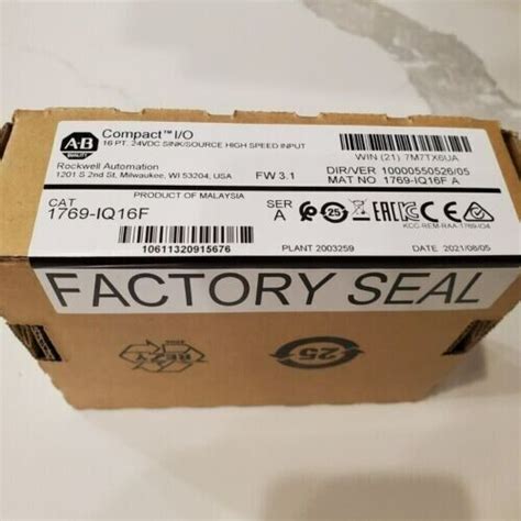 New Factory Sealed AB 1769 IQ16F SER A CompactLogix 16 Pt 24VDC I O