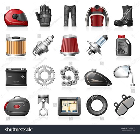 Motorcycle Parts Accessories Icons