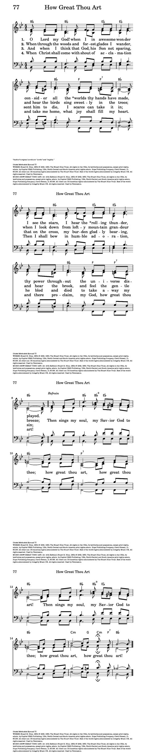 How Great Thou Art Printable Lyrics