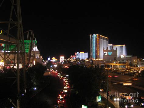 Las Vegas Nevada Night Lights Street Cars Scene Las Vegas Blvd View