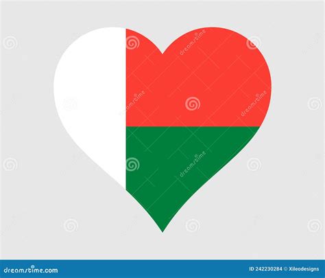 Madagascar Heart Flag Malagasy Love Shape Country Nation National Flag