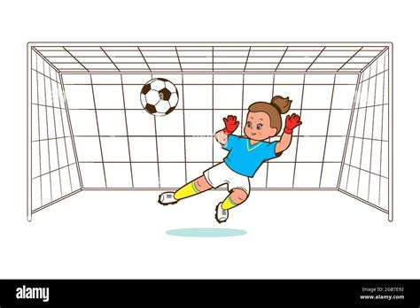 Girl Soccer Player Goalkeeper Catches The Ball In The Soccer Goal