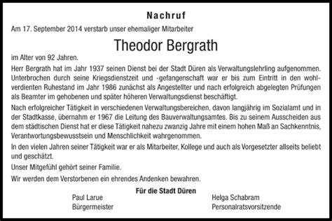 Traueranzeigen Von Theodor Bergrath Aachen Gedenkt