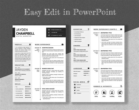 Resume Template, Professional Modern Resume Template for Powerpoint ...