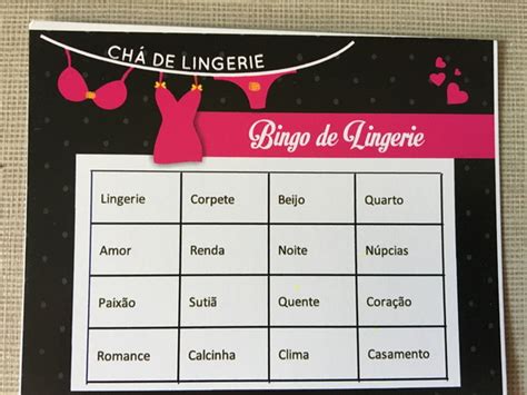 Bingo Chá de Lingerie Pink Elo Produtos Especiais