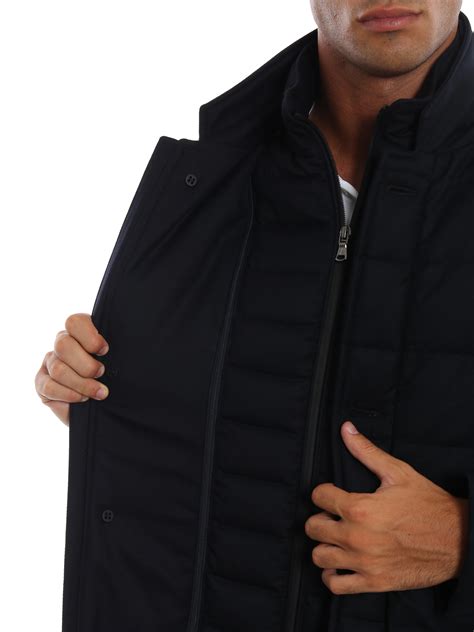 Padded Coats Moncler Keid Dark Blue Wool Twill Puffer Coat