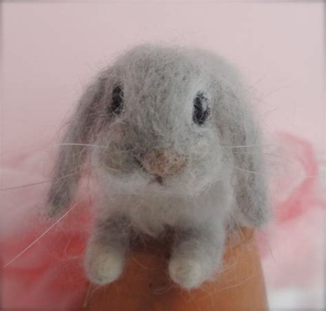 Needle Felted Lop Eared Baby Bunny Rabbit Grey Angora Luxury Etsy