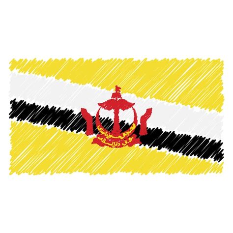 Handgezeichnete nationalflagge von brunei isoliert auf einem weißen