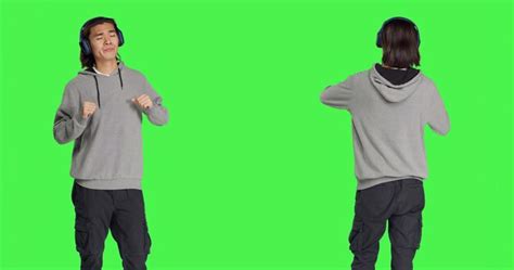 Premium Photo Positive Guy Does Funky Dance Moves On Camera Feeling