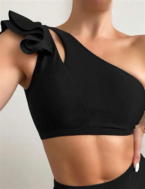 New Ruffle One Shoulder Bikini Top Small Women S Fashion Swimwear