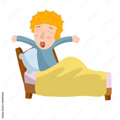 boy woke   bed child  pajamas yawns morning sleep  wake