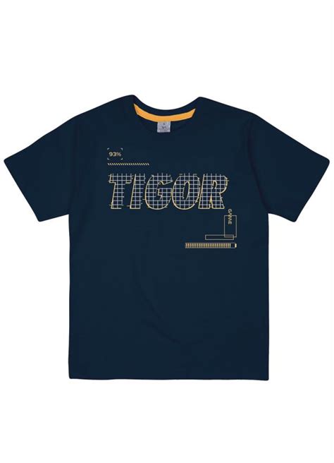 Camiseta Manga Curta Infantil Masculina Azul Tigor T Tigre