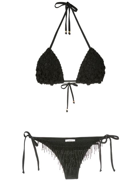 Amir Slama Beaded Embroidery Bikini Set In Black ModeSens