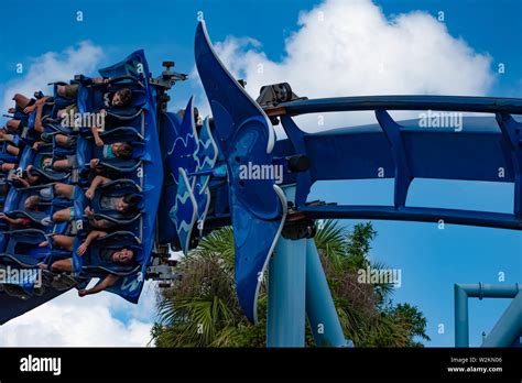 Orlando, Florida. June 25 2019. People enjoying amazing Manta Ray ...