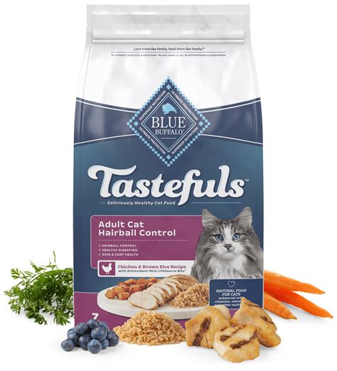 Blue Tastefuls Adult Dry Cat Food Chicken And Rice Hairball Control