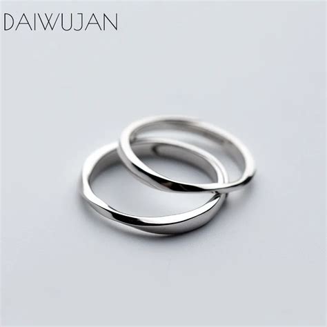 Daiwujan Eenvoudige Sterling Zilver Glossy Paar Ringen Zilveren