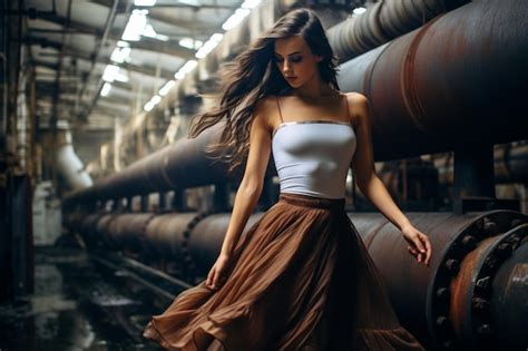 Premium AI Image Beautiful Brunette Girl