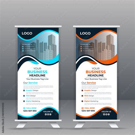 Corporate print-ready roll up banner, stand banner template design for ...