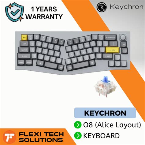 Flexi Tech Keychron Q Alice Layout Hot Swap Rgb Fully Assembled Knob Silver Grey Mechanical