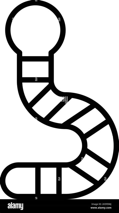 Larva Worm Icon Outline Vector Garden Earthworm Soil Compost Stock