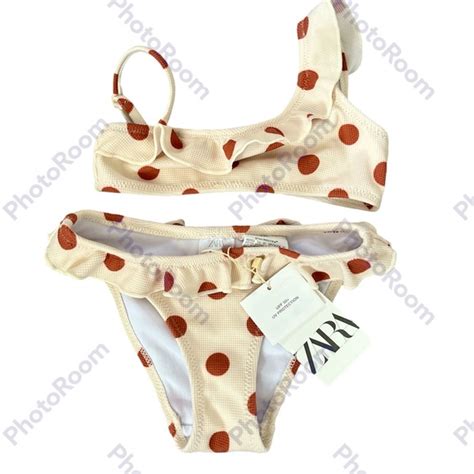Zara Swim Zara Girls S Whiteorange Polka Dot Bikini Set Nwt Poshmark