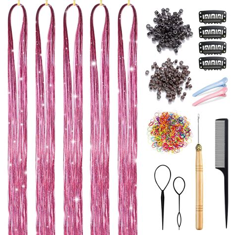 Amazon Pink Hair Tinsel Kit With Tools Fairy Hair Tinsel Heat