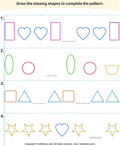 Find Missing Shapes To Complete Patterns Turtle Diary Worksheet