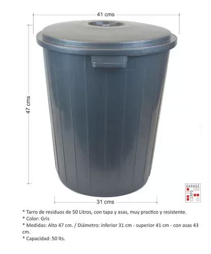 Tarro De Residuos Tacho Basura 50 Lts Contenedor Con Tapa En Venta En