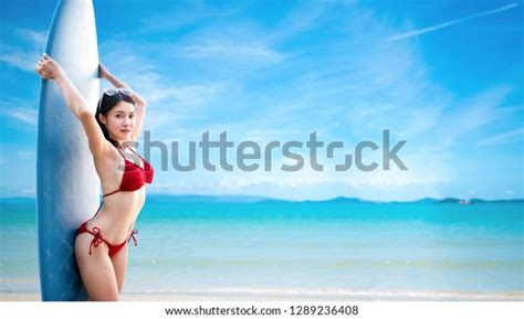 Sexy Woman Red Bikini On Sea Stock Photo Shutterstock