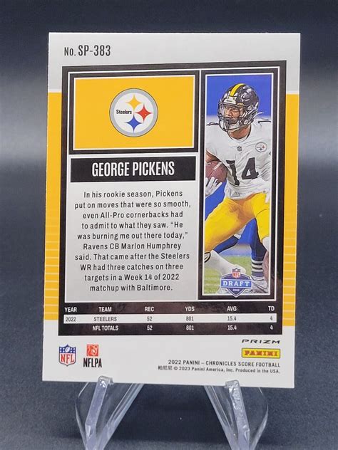 Panini Chronicles George Pickens Score Rc Silver Prizm No Sp