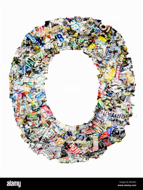 The Letter O Made From Newspaper Confetti Stock Photo Alamy