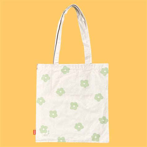 Sage Green Flower Power Tote Bag Shopdous