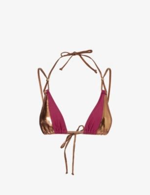 JADED LONDON Luna Metallic Bikini Top Selfridges