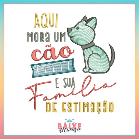 Matriz de Bordado Cão Feliz e sua família de estimação BM SHOP