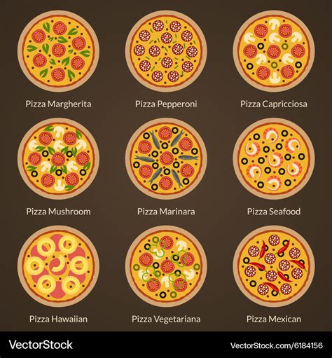 Different type of pizza Royalty Free Vector Image